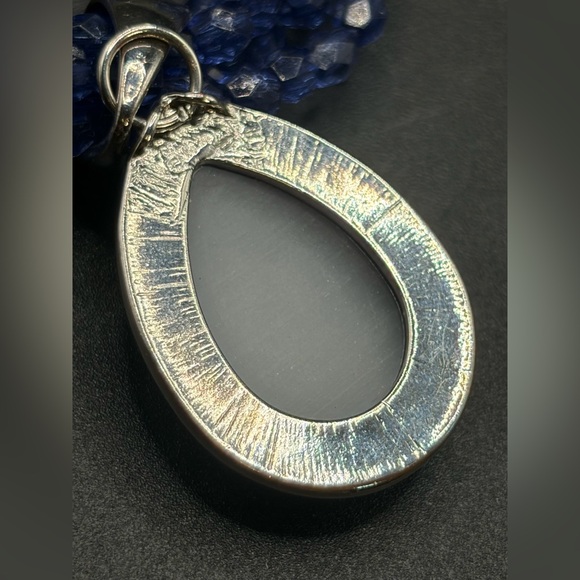 Multi Strand Blue Beaded Faux Gemstone Pendant Choker Necklace, Jewelry Gifts - Picture 4 of 12